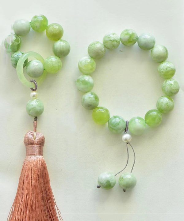 Modern Light Green Hand Woven Gem Stone Beading Tassel Charm Bracelet Fashion