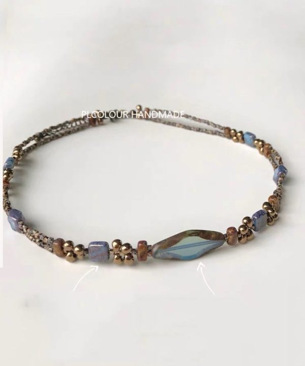 Fine Blue Copper Overgild Beading Gratuated Bead Necklace on Sale - Image 5