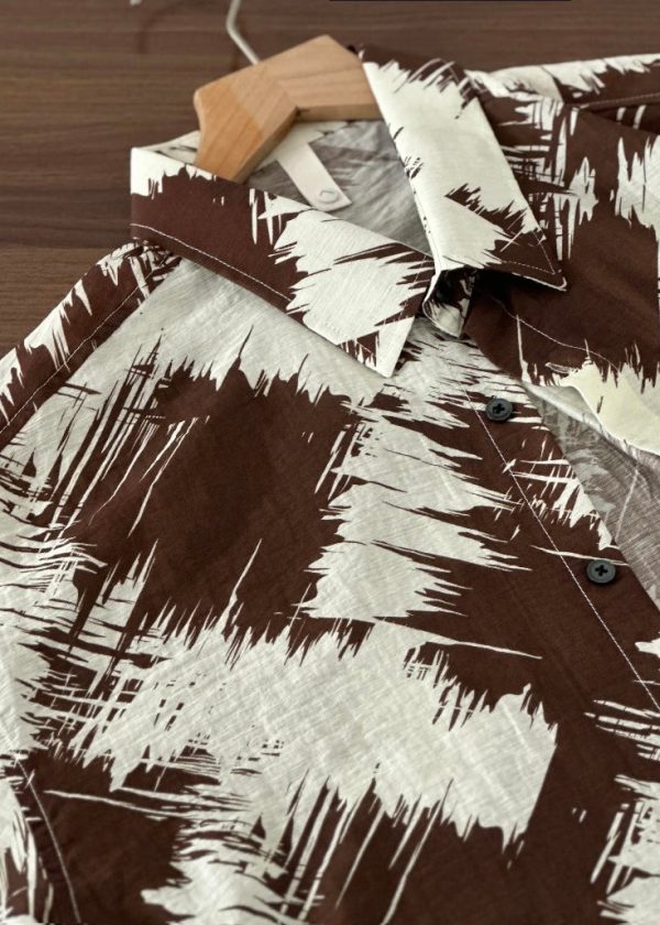 Boutique Peter Pan Collar Print Men Hawaiian Shirts Shirt Summer Sale - Image 5