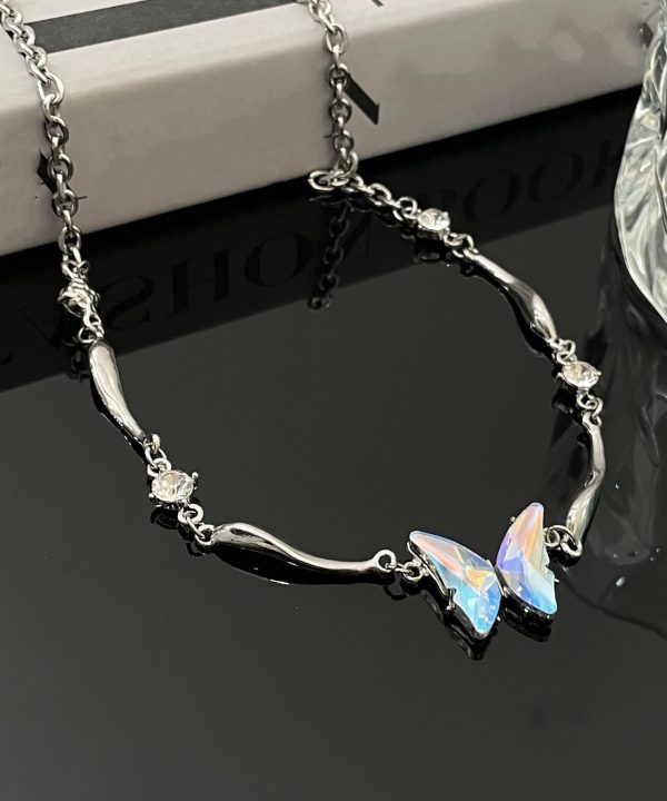 Gradient Color Silk Stainless Steel Butterfly Pendant Necklace Discount - Image 4