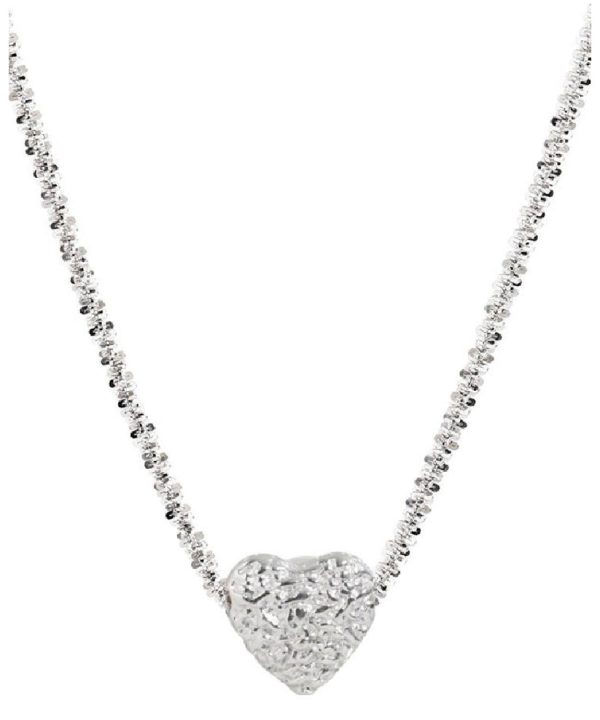 Stylish White Sterling Silver Chain Love Pendant Necklace Cheap - Image 5