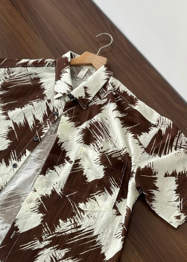 Boutique Peter Pan Collar Print Men Hawaiian Shirts Shirt Summer Sale - Image 4