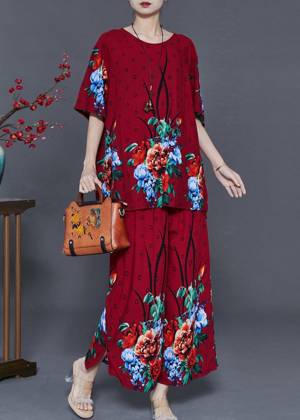 Mulberry Print Cotton Two Piece Set Oversized Summer Online now