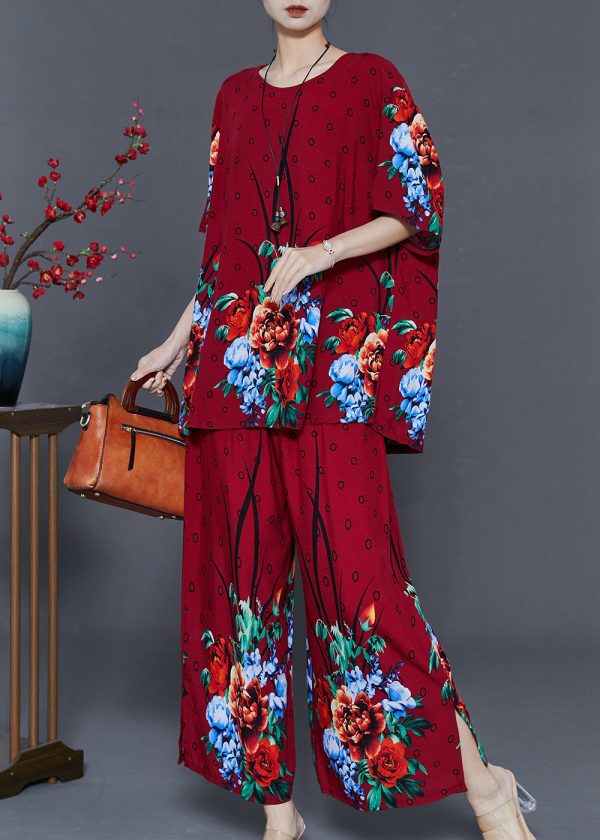 Mulberry Print Cotton Two Piece Set Oversized Summer Online now - Image 2