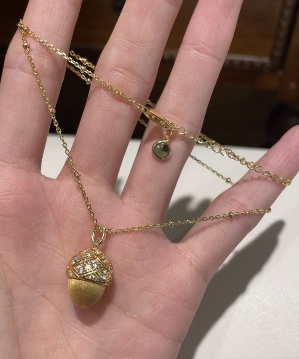 Fashion Gold Sterling Silver Overgild Zircon Pinecone Pendant Necklace Hot on Sale - Image 3