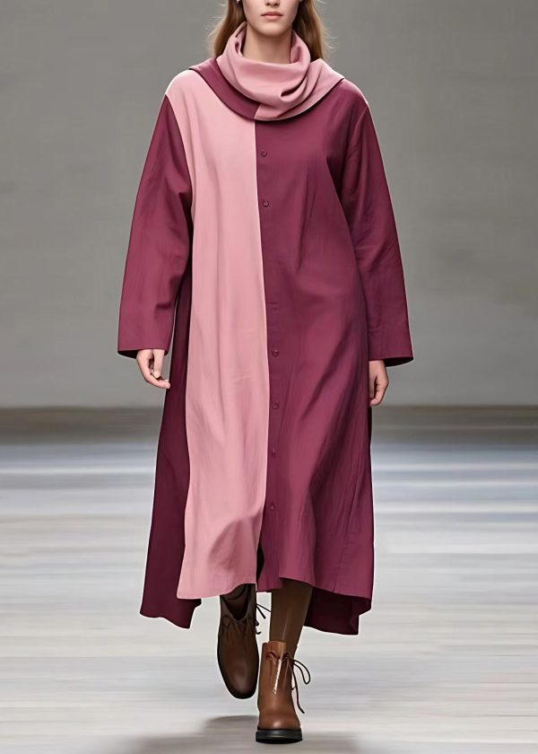 Casual Colorblock Patchwork Low High Design Maxi Dresses Fall Cheap - Image 2
