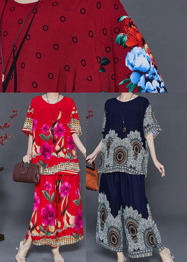 Mulberry Print Cotton Two Piece Set Oversized Summer Online now - Image 5