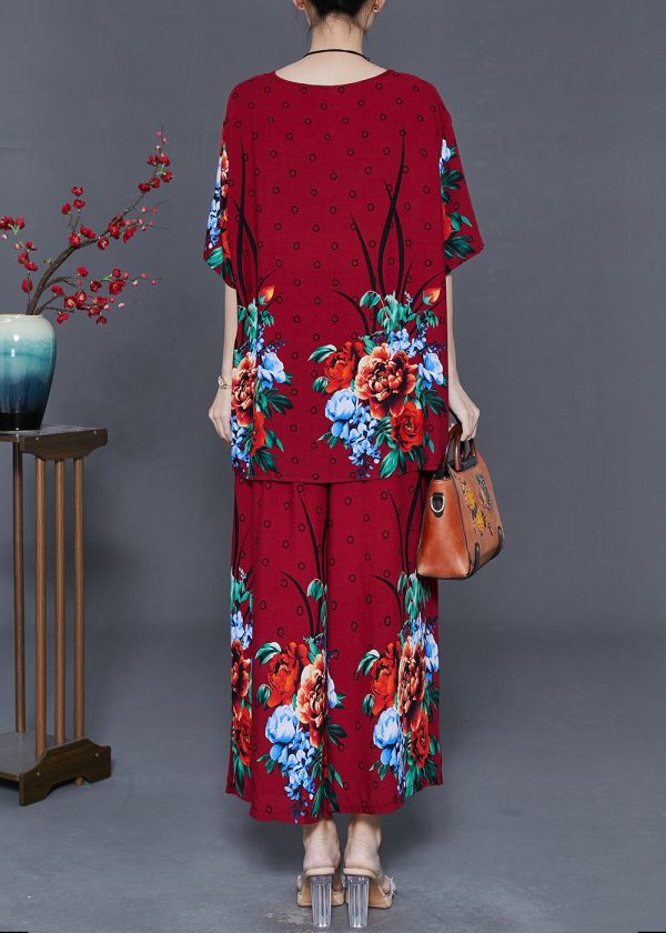 Mulberry Print Cotton Two Piece Set Oversized Summer Online now - Image 4