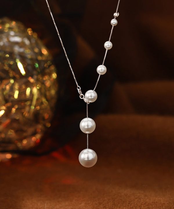 DIY Silk Sterling Silver Pearl Tassel Pendant Necklace on Sale - Image 2