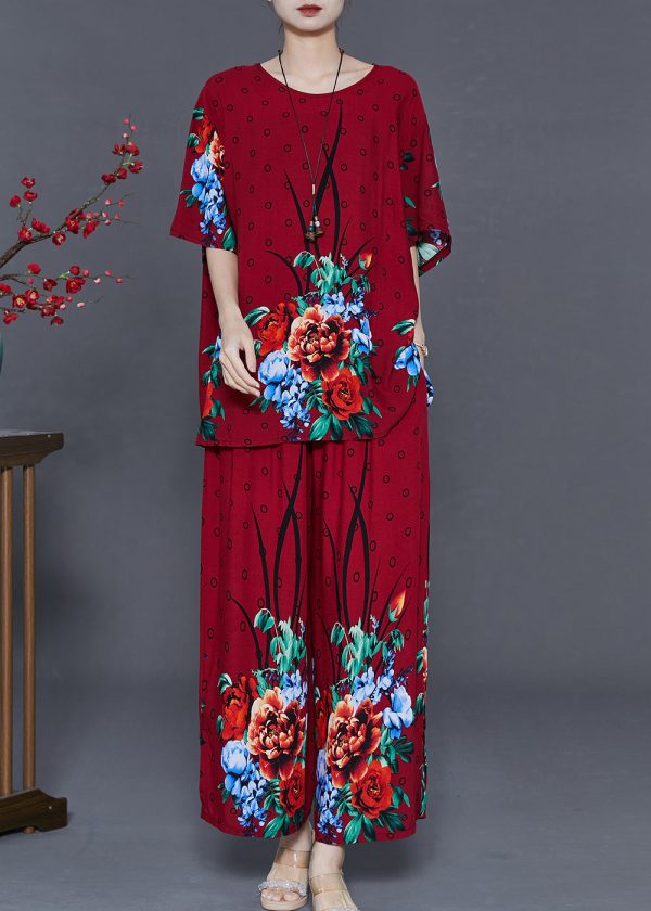 Mulberry Print Cotton Two Piece Set Oversized Summer Online now - Image 3