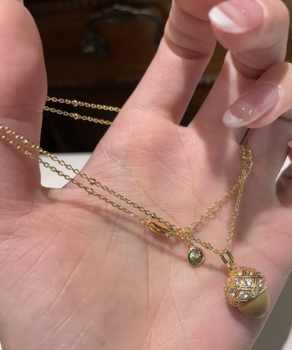 Fashion Gold Sterling Silver Overgild Zircon Pinecone Pendant Necklace Hot on Sale - Image 2
