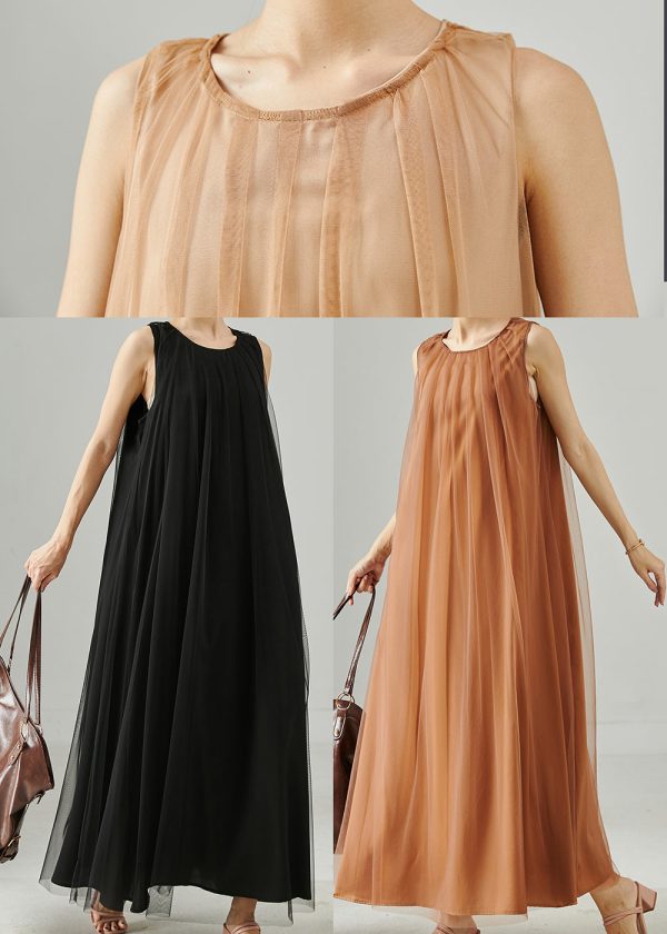 Women Black Oversized Tulle Maxi Dresses Summer Online - Image 5