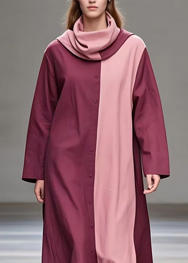 Casual Colorblock Patchwork Low High Design Maxi Dresses Fall Cheap - Image 3
