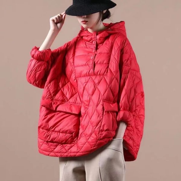 2025 Loose Fitting Winter Puffer Jacket Hooded Black Down Coat Cheap - Image 4