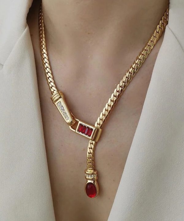 Modern Red Copper Overgild Zircon Coloured Glaze Water Drop Charm Bracelet Sale - Image 2