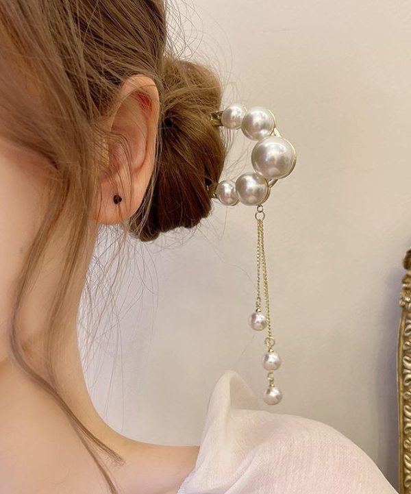 Classy Gold Sterling Silver Alloy Pearl Tassel U Shaped Hairpin Discount - Image 2