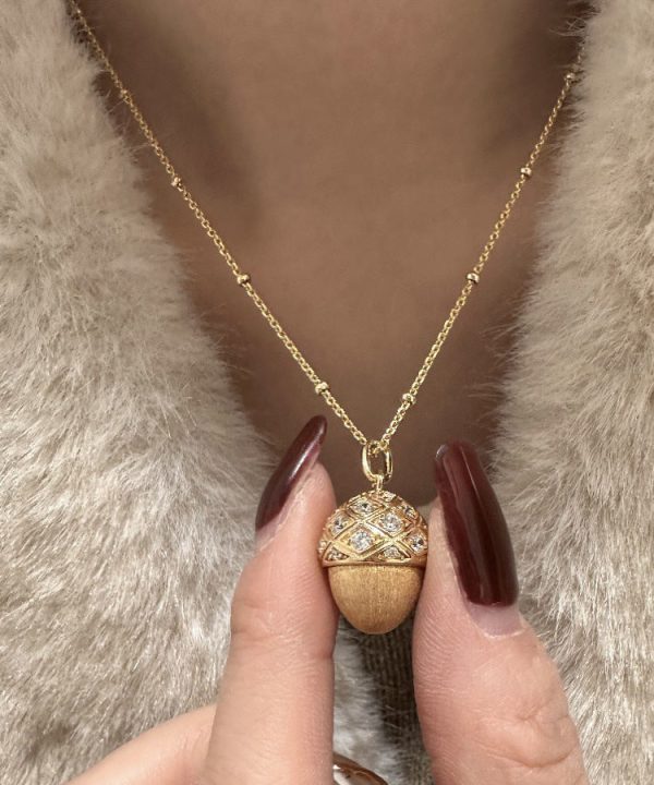 Fashion Gold Sterling Silver Overgild Zircon Pinecone Pendant Necklace Hot on Sale